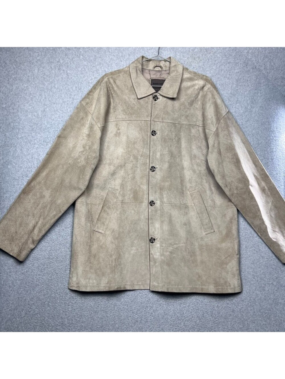VTG Brandon Thomas Suede Leather Jacket Shirt Coat Tan L Womens Shacket 90s